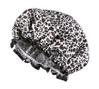 Leopard Shower Cap Adjustable Women's Bath Soft Cap Reusable Large Shower Cap Waterproof Ladies Shower Hats Washable Mould Resistant Perfect for Braids, Dreadlocks, Locs, Afro, Coily, And Long Hair