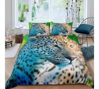 Leopard Single Duvet Cover Set Reversible Quilt Cover 135x200 cm Wild Animals Bedding Sets Ultra Soft 3D Comforter Covers Comfy Easy Care Non Iron Bed Set M-708