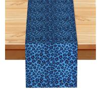 Leopard Skin Animal Print Linen Texture Table Runner Fade-Resistant Dining Table Decor For Buffet Console Kitchen 33x183cm