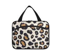 Leopard Skin Brown Print Pattern Hanging Kits for Men Travel with Hook, Designer Accessories Skincare Bag for Travel Must Haves Bathroom bolsos para Hombre L