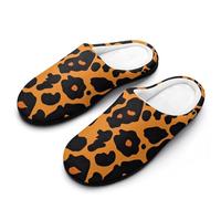 Leopard Skin Pattern Men's Memory Foam Slippers Comfort Cotton Slip On House Shoes for Indoor Outdoor 13-14（46-47）