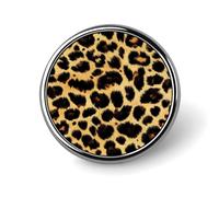 Leopard Skin Pattern Round Brooch Pins Lapel Tie Badge Metal Memorial Button Pin Kit for Hat Shirt Clothing Bags Decor