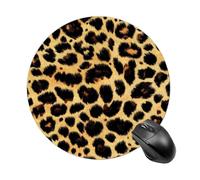Leopard Skin Pattern Round Mouse Pad with Non-Slip Rubber Base Washable Desktop Protection for Laptop Games Office