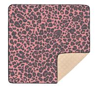 Leopard Skin Print Black Peach Large Sturdy Baby Playmat for Floor Comfortable Padded Play Mat for Babies Infants Toddlers, 50'' x 50''