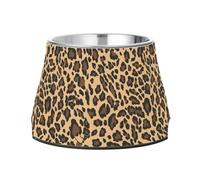 Leopard Skin Print Style DarkGreen Bowls for Dogs Enhanced Stainless Steel Cats Food Bowl for Small Dogs Whisker Relief