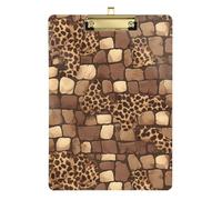 Leopard Skin Print Style FireBrick Clipboard Mini Plastic Hard Board For Nurses Home Contractor Size 9 x 12