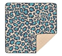 Leopard Skin Print Teal Soft Foam Baby Playmat for Indoor Outdoor Portable Activity Entertainment Mat for Babies Infants Toddlers, 50'' x 50''