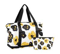 Leopard Skin Spot Leaves Floral Large Travel Bag Weekend Sports Bag with Cosmetic Bag For Gym Multifunctional, Leopard Skin Spot Leaves Floral, Leopard Skin Spot Floral Leaves, 1 size
