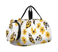 Leopard Skin Spot Leaves Flower Kids Duffel Bag with Shoes Compartment Large Capacity Kids Overnighter Duffel Bags for School Practice, Sports, Travel