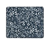 Leopard Small Mouse Pad, Modern Chic Abstract Curves Navy Square Rubber Washable Aesthetic Mousepads Idea for Home Office Desk Laptop Gamers Gift Square 8x10 Inch
