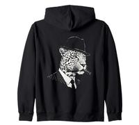 Leopard Smoking Cigar Mafia Gangster Portrait Zip Hoodie