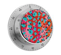 Leopard Spot Pattern Timer 60 Minute, Mechanical Stainless Steel Timers with Loud Alarm | Batteryâ€‘Free | Magnetic Back, Wind Up Kitchen Timer for Cooking, Baking, Work