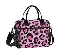 Leopard Spot Texture Pink Lunch Bag for Women Men Reusable Insulated Lunch Box for Adult Kids Large Capacity Lunchbox Cooler Tote Bags with Adjustable Strap for Work Picnic Hiking Office
