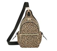 Leopard Spots Brown Tan Vivid Floral Print Sling Bag Magnetic Closure Casual Outing for Boys