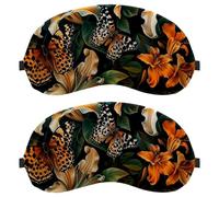 Leopard Spots Butterflies Flowers (2) Ultra-Soft Sleep Eye Blindfold, 3D Contoured Light Blocking for Travel Home Office, Comfortable Blindfold for Men Women