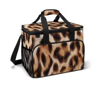 Leopard Spots with Hair Camping Cooler Bag Insulated Beach Coolers Portable Leak Proof Bags with Shoulder Strap