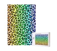 Leopard Spotted Fur Pattern With Multicolor 300 Pices Wooden Jigsaw Puzzle for Adult Family Fun