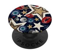 Leopard Star Evil Eye Ball 8 Kiss Lipstick Y2K Protection PopSockets Adhesive PopGrip