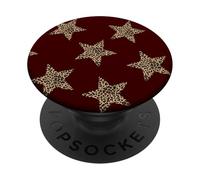 Leopard Star Red Y2K Cheetah Retro Bold Trendy Aesthetic PopSockets Adhesive PopGrip