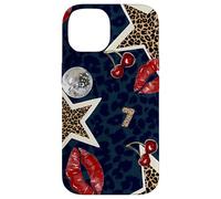Leopard Stars Cherry Kiss Disco Ball Y2K Black Cheetah Print Case for iPhone 14