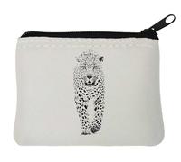Leopard Stealth Black Dot Art Neoprene Coin Purse Pouch 10x11cm White