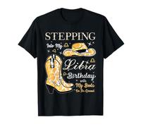 Leopard Stepping Into My Libra Birthday Western Cowgirl Bday T-Shirt