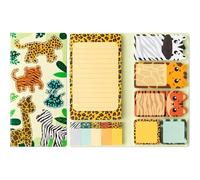 Leopard Sticky Notes Set, 550 Sheets,Cute Cartoon Dog Post It Notes with 3 Point Pens, Self-Adhesive Writing Memo Pages Back to School Office Supplies