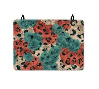 Leopard Stove Top Cover for Electric Stove, Modern Funky Floral Abstract Fall Teal Rubber Non-Slip Oven Top Cover for Electric Kitchen Countertop Decor 28x20 Inch