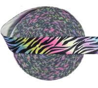 Leopard Stripe Rainbow 10 Yard 5/8" 15mm Fold Over Elastic FOE Spandex Band Hair Tie Headband Lace Trim Sewing Underwear