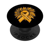 Leopard Sunflower Amber Ribbon Appendix Cancer Awareness PopSockets Adhesive PopGrip