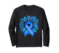 Leopard Sunflower Blue Ribbon Amyotrophic Lateral Sclerosis Long Sleeve T-Shirt