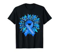 Leopard Sunflower Blue Ribbon Amyotrophic Lateral Sclerosis T-Shirt