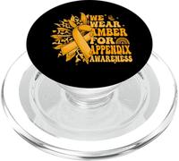 Leopard Sunflower We Wear Amber For Appendix Cancer PopSockets PopGrip for MagSafe