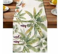 Leopard Table Runner, Vintage Rustic Bohemian Tropical Green Tree Gold Animal Cotton and Table Linen Runner for Kitchen Dining Home Decor for Party Festival Holiday Decoration Gift 13x70in