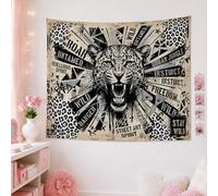 Leopard Tapestry Urban Angular Text Geometric Shapes Urban Black Large Dorm Room Cool Tapestry for Living Room Dorm Wall Hanging Decor 60 x 50 Inches