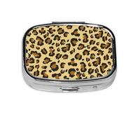 Leopard Texture Pattern,Meta Pill Box 2 Compartment Medicine Case,Portable Organizer,Rectangle Meta Portable Organizer Pill Box 558 Compartment Medicine Case