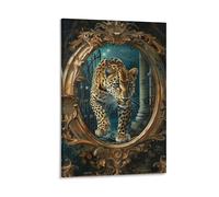 Leopard Through Gold Art Poster Eclectic Antique Traditional Leopard Wall Art Poster Fantasy Leopard Poster Mystical Surreal Maximalist Poster Canvas Poster Wall Art Decor Print Picture Paintings for