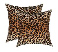 FJWMZ Leopard Throw Pillow Cover 2 Pcs Cheetah Print Pillow case 18x18 inch Plush Soft Faux Fur Animal Skin Pillows Decorative Cushion Cover for Home Couch Bed Sofa,Double Side Printed