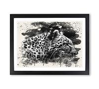 Leopard Tiger Modern FC Framed Print | A4 Black Framed Wall Art | Ready to Hang | Modern Animal Picture | Living Room Bedroom Lounge Office
