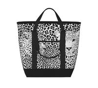 Leopard Tiger Print Black And White,Lunch Bags Large Capacity Insulated Tote Bag For Women Men Work Picnic Travel