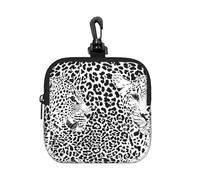 Leopard Tiger Print Black and White, Square Zipper Storage Bag, Neoprene Coin Purse, Small Wallets, Change Pouch, Change Purse