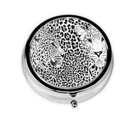 Leopard Tiger Print Black and WhiteMeta Pill Box 3 Compartment Medicine Case,Portable Organizer