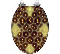 Leopard Toilet Seat Resin Decorative Animal Print Like Cheetah Panther Seamless Design Bumpers Quiet Close Quick Release Hinges Easy to Install & Clean