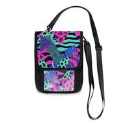 Leopard Triangles Stripes Spots Travel Wallet Passport Holder Travel Organizer Slim Lightweight Crossbody Bag with Adjustable Strap