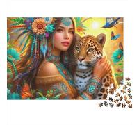 Leopard Tribal 1000 Piece Jigsaw Puzzle For Adults Educational Games Stress Relief Puzzle Cultivate The Spirit of Teamwork for Men, Women, Elders, Seniors 500pcs (52x38cm)