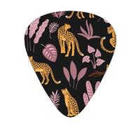 Leopard Tropical Pattern,12 Pcs Guitar Pick,3 Different Thickness Plectrums for Acoustic Guitar Bass Ukulele (0.46mm 0.96mm 0.71mm)