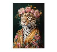 Leopard Tudor Animals Poster, Funny Pets Wall Art Prints, Historical Animal Portraits, Living Room Home Decor, A1 (Print Only) - 84.1x59.4cm