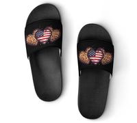 Leopard U.S. Flag Hearts Men's Slide Sandal Non Slip Shower Shoes Bathroom Slippers for Pool Beach 40 (250mm)