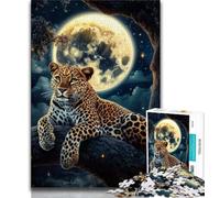Leopard Under The Moon Jigsaw Puzzles for Teenagers 1000 Pieces,Pattern Assembly Fun at Home Activities,Birthday Present,Travel Gifts 50x75cm