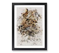 Leopard Vol.1 Watercolour Framed Print | A2 Black Framed Wall Art | Ready to Hang | Modern Animal Picture | Living Room Bedroom Lounge Office